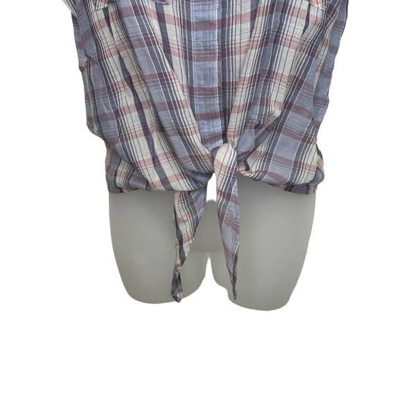 Anthropologie Cloth & Stone Aliya Tie Waist Crop Blouse Button Down Extra Small - Picture 3 of 10